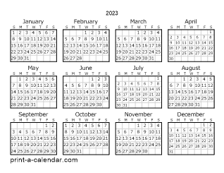2023 Yearly Calendar | One page Calendar